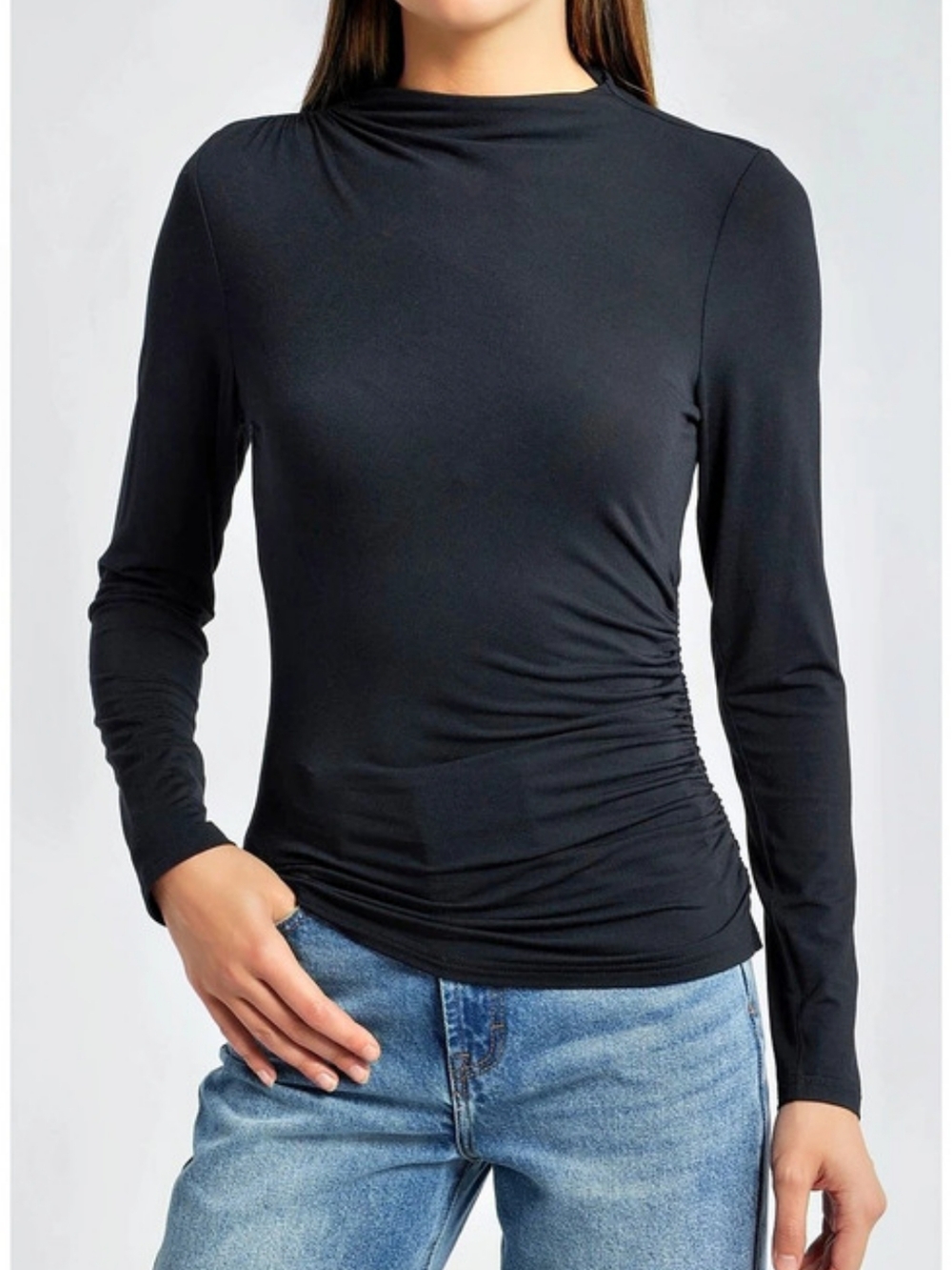 Rails Joelle Ruched Funnel Neck Top